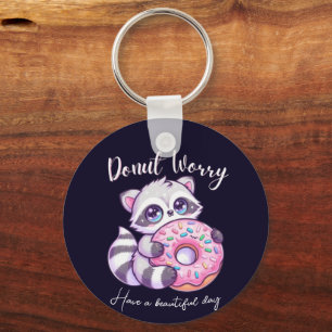 Porte-clés Raton laveur mignon kawaii Ne t'inquiète pas