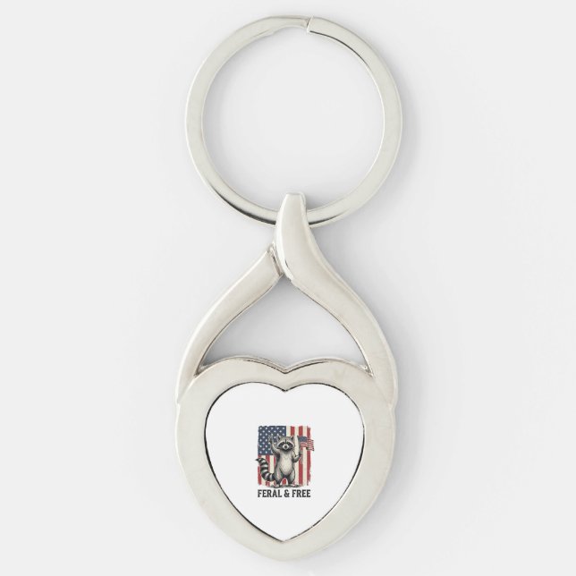Porte-clés Raton laveur patriotique sauvage et libre Chemise  (Devant)