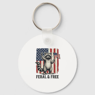 Porte-clés Raton laveur patriotique sauvage et libre Chemise