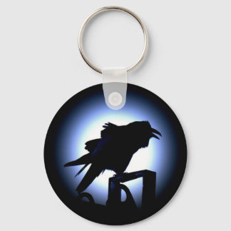 Porte-clés Raven Silhouette contre la Pleine lune