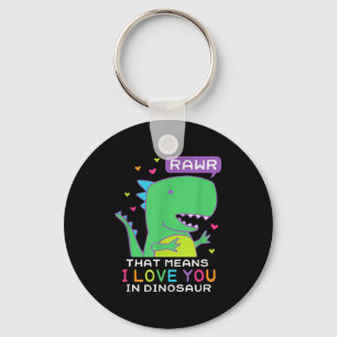 Porte-clés Rawr Cela signifie que je t'aime en Scène de dinos