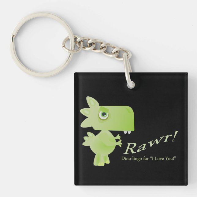 Porte-clés Rawr veut dire je t'aime Dino (Devant)