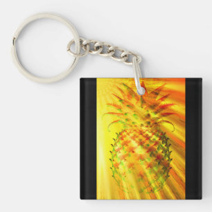 Porte-clés Rayons dorés traversant un gros ananas