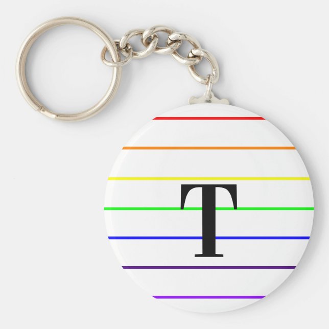 Porte-clés Rayures de couleur arc-en-ciel Monogrammes (Devant)