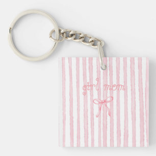 Porte-clés Rayures roses personnalisées Coquette Texte person
