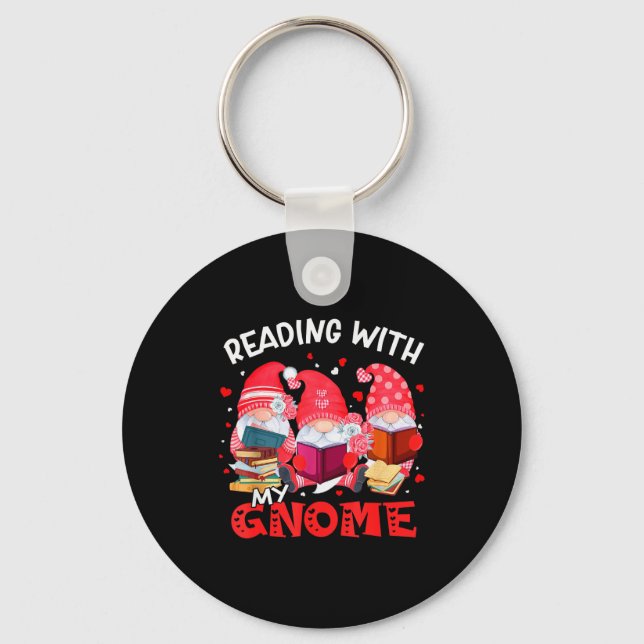 Porte-clés Reading With My Gnomies Books Teacher Librarian Va (Recto)