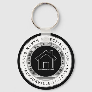 Porte-clés Realtor - Noir, Argent et Blanc