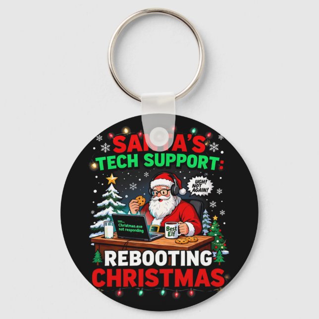 Porte-clés Rebooting Funny Santa's Tech Support Christmas Com (Recto)