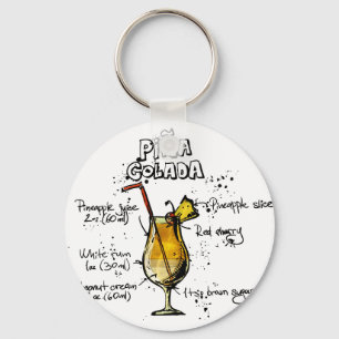 Porte-clés Recette Pina Colada de cocktail