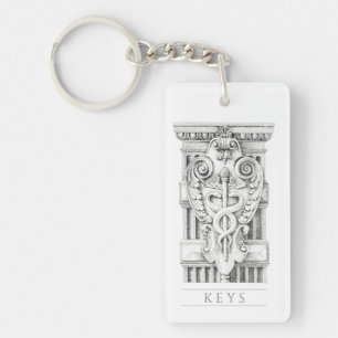 Porte-clés rectangle en acrylique CADUCÉE