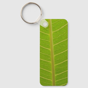 Porte-clés Rectangle en métal feuille verte et pâtisserie