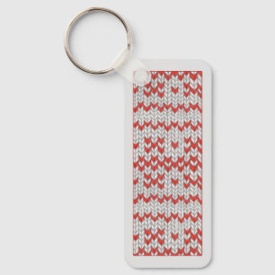 Porte-clés rectangle métallique en tricot nordique