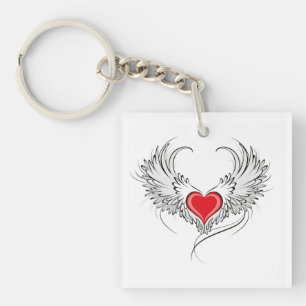 Porte-clés Red Angel Coeur avec ailes