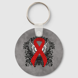 Porte-clés Red Awareness Ribbon with Wings