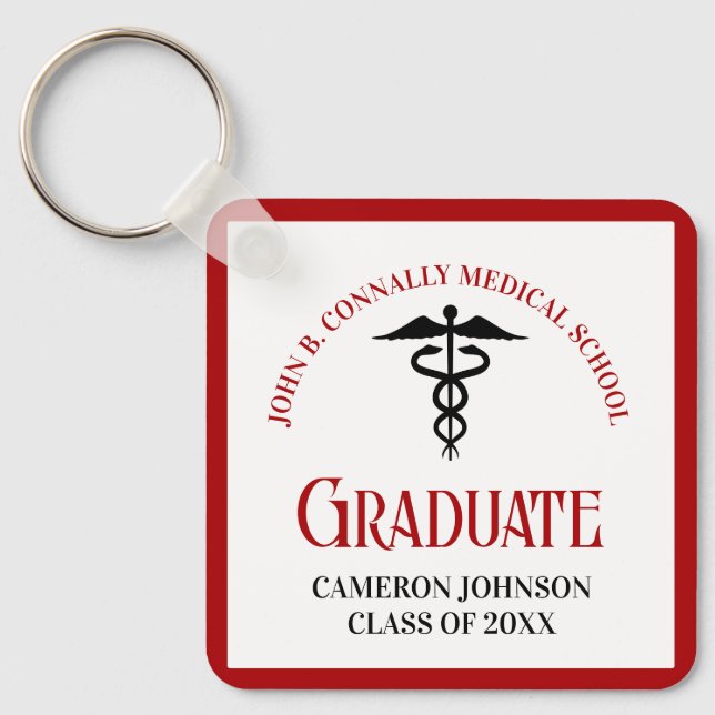 Porte-clés Red Black Médicale School Graduate Keepsaké (Recto)