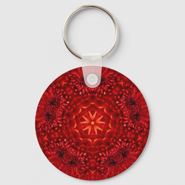 Porte-clés RED DAHLIA FLEURS Abstraites florales (Recto)