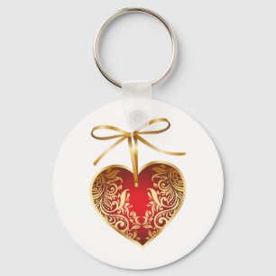 Porte-clés Red Damask Heart