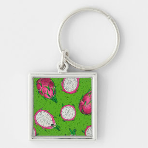 Porte-clés Red dragon fruit on green