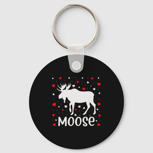 Porte-clés Red Heart Cud Love Graphic Moose Lover Valentine D (Recto)