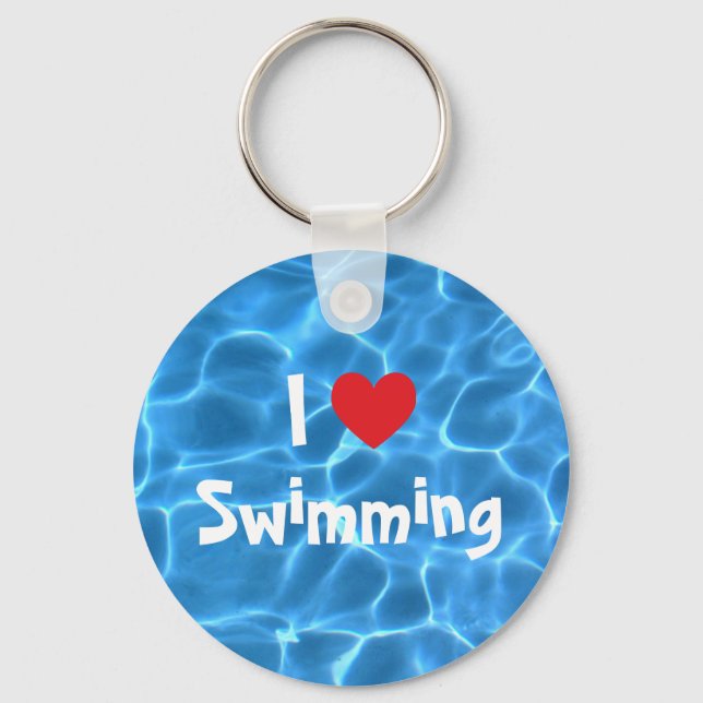 Porte-clés Red I Love Piscine Bleue (Recto)