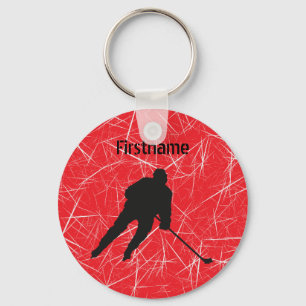 Porte-clés Red ice silhouette hockey player