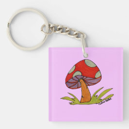 Porte-clés Red Mushroom with purple background