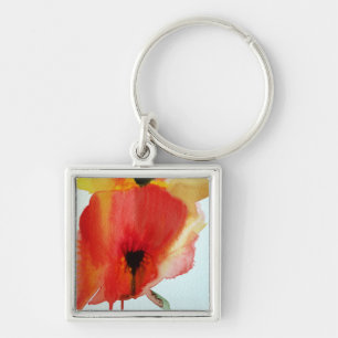 Porte-clés Red Poppies aquarelle art floral moderne
