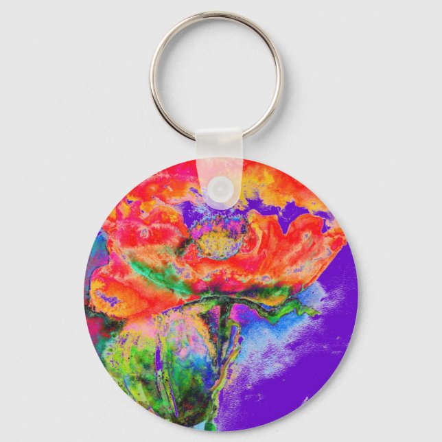 Porte-clés Red Poppy - arrière - plan violet (Recto)