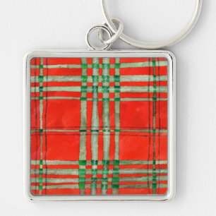 PORTE-CLÉS RED SCOTT TARTAN CARRÉ PORTE - CLÉ