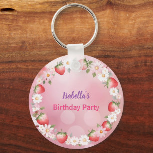Porte-clés Red Strawberry Daisy fête d'anniversaire pour elle