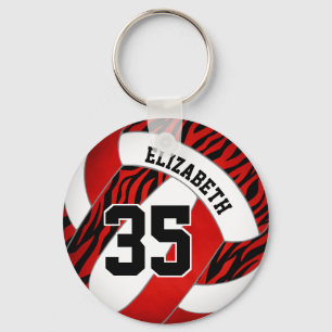 Porte-clés red with zebra stripes accent girls volleyball