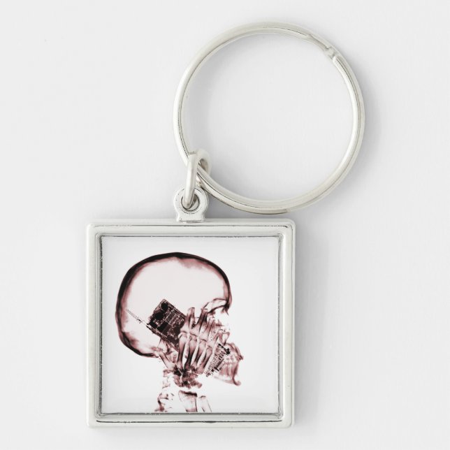 Porte-clés Red X-Ray Vision Skeleton Skull Cell Phone (Devant)