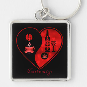 Porte-clés Red Yin & Yang Porte - clé café et vin