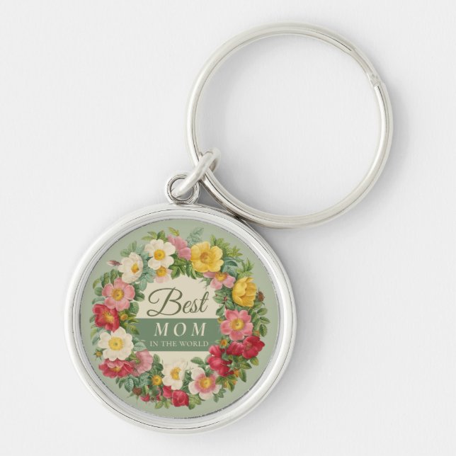 Porte-clés Redouté Belle couronne rose Fête des mères CC1120 (Devant)