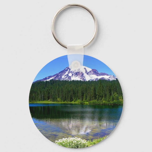 Porte-clés Reflection Lake, Mount Rainier, WA, États-Unis (Recto)