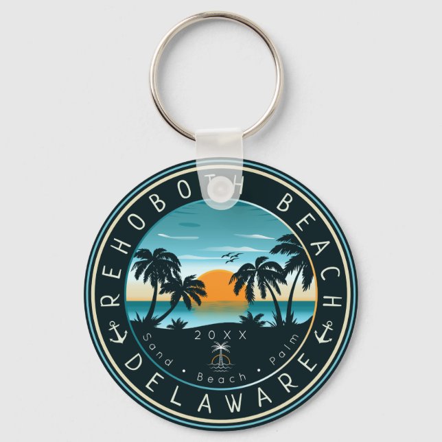 Porte-clés Rehoboth Beach Delaware Sunset Retro Souvenir 80s (Recto)