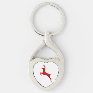 Porte-clés Reindeer Jump Noël Rouge Silhouette Trucker Chapea