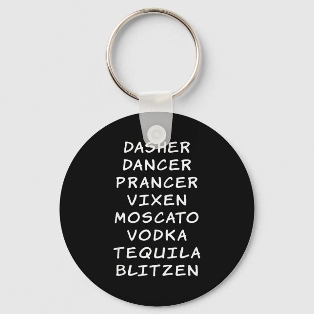Porte-clés Reindeer Names Christmas Party Drinking Shirt, San (Recto)