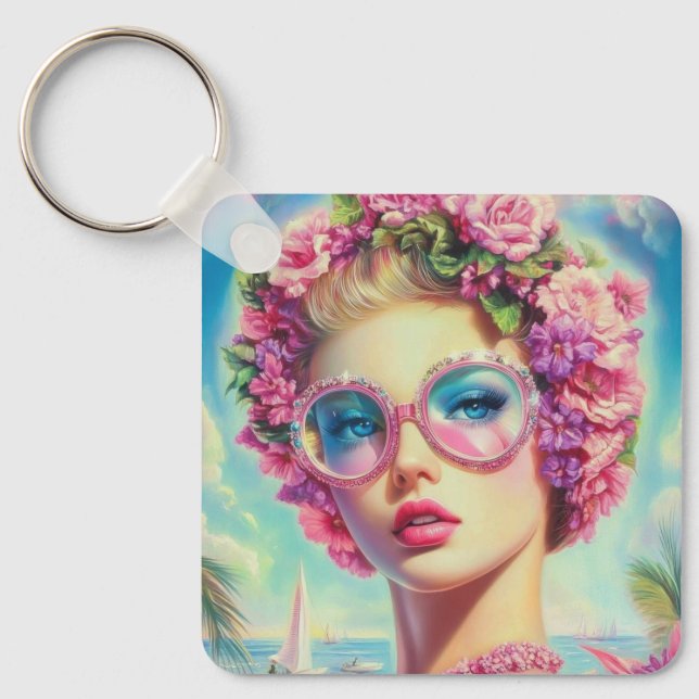 Porte-clés Reine glamour tropicale (Recto)