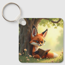 Porte-clés Renard mignon lisant un livre, personnalisé 