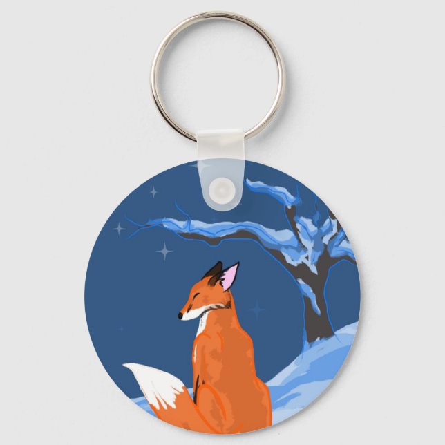 Porte-clés Renard nocturne d'hiver (Recto)