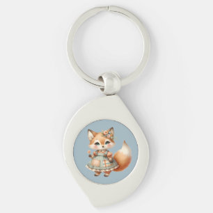 Porte-clés Renard pastel floral cottagecore fantaisiste