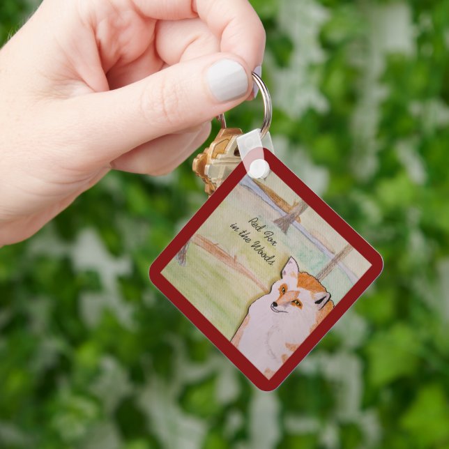 Porte-clés Renard rouge dans les bois (main)