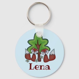 Porte-clés Renards avec arbre, personnalisés