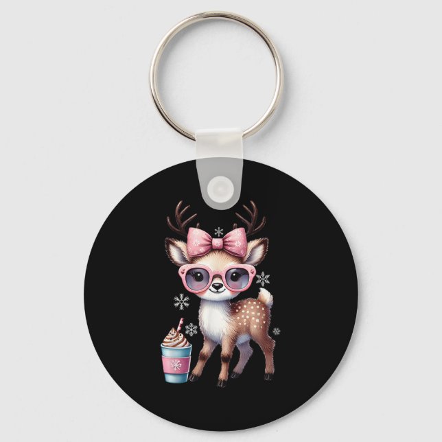 Porte-clés Rennes Boire Chocolat Chocolat Chaud Bougie Femmes (Recto)