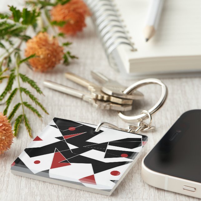 Porte-clés Repérer les boules rouges anneau de clé acrylique (Devant Droit)