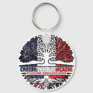 Porte-clés République Dominicaine France Arbre Drapeau