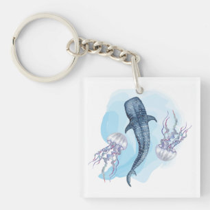 Porte-clés Requin Baleine. Aquarelle