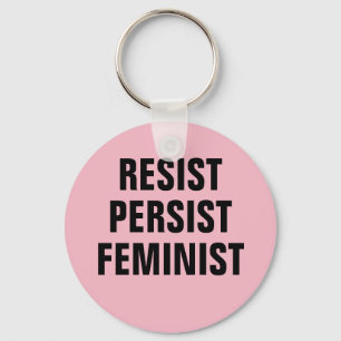 Porte-clés Résister Persiste Résistance Féministe Femmes Rose