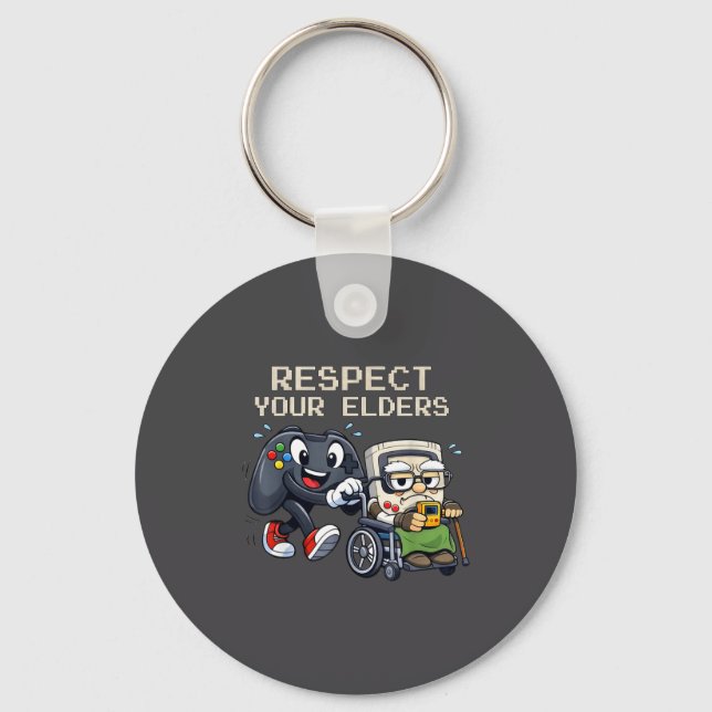 Porte-clés Respect Your Elders Gaming Control Retro Funny Gam (Recto)